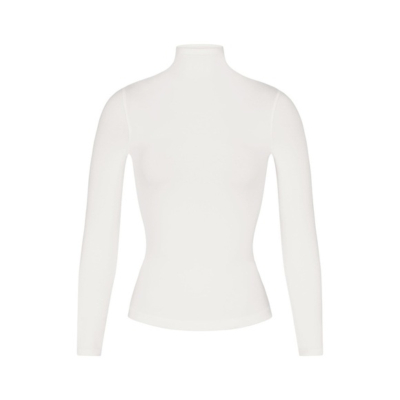SKIMS Cotton Jersey Long Sleeve Turtleneck in Marble - Picture 2 of 3